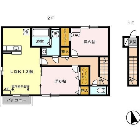 平田町駅 徒歩29分 2階の物件間取画像